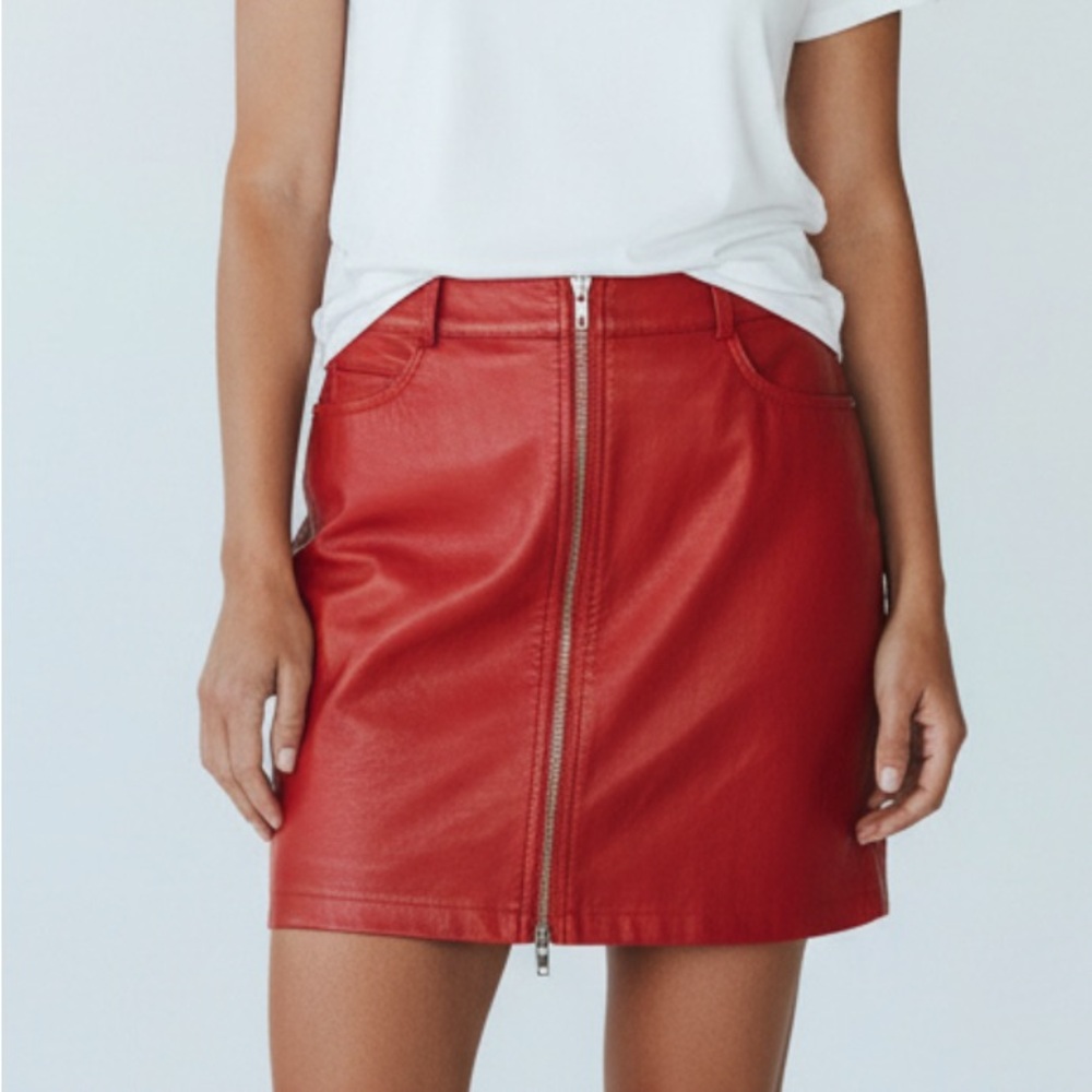 Oliviaceous Red Vegan Leather Mini Skirt Size S NWOT